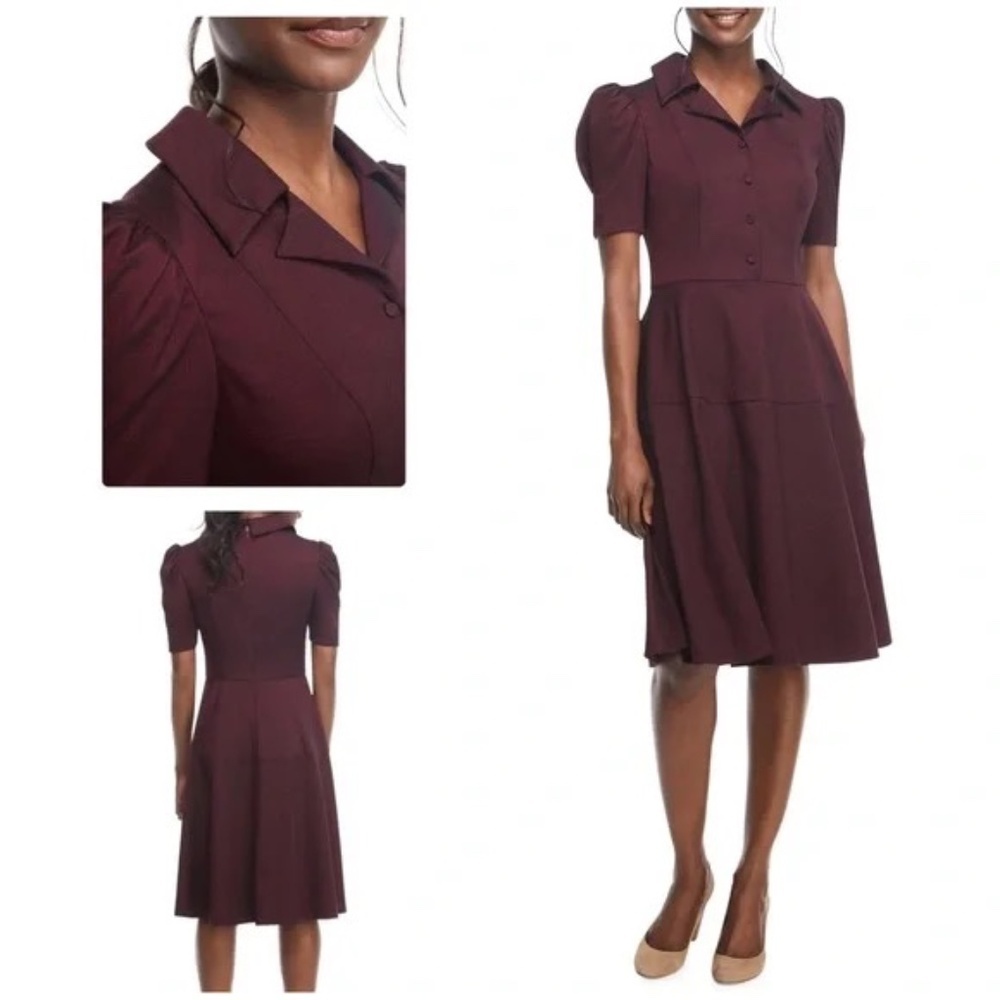 Gal Meets Glam Nina Wine Maroon Twill Dress Size 6 RARE